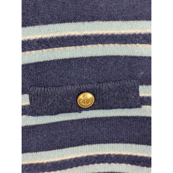 J.Crew Cashmere Short Sleeve Cardigan in Blue Stripes Gold Buttons Nautical XL - Picture 5 of 13